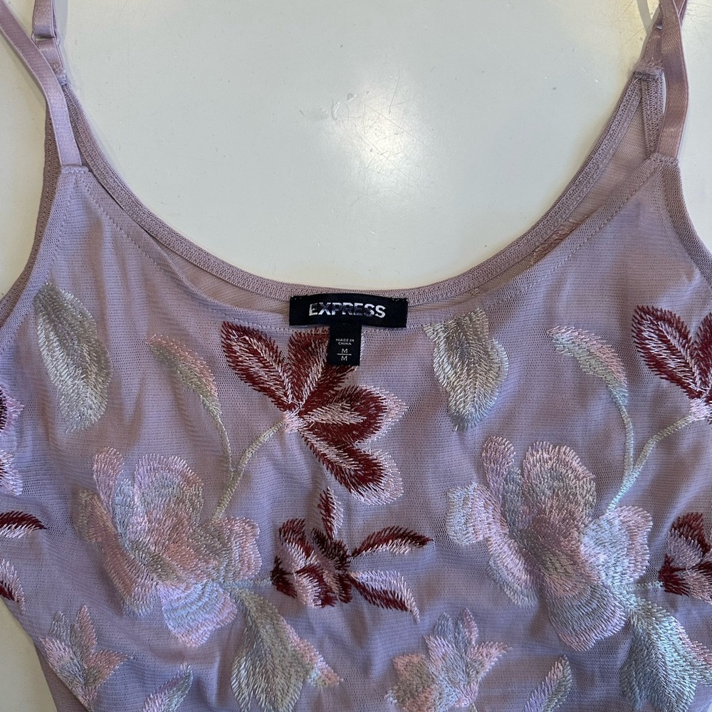 Express Floral Embroidered Mesh Bodysuit - Picture 3 of 5